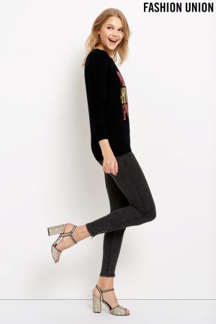 Fashion Union Bah Hum Pug Christmas Jumper